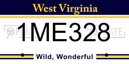 1ME328 West Virginia License Plate