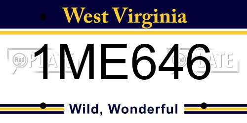 1ME646 West Virginia License Plate