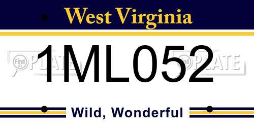 1ML052 West Virginia License Plate