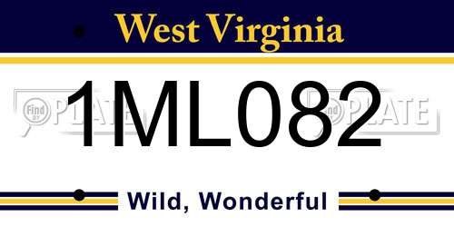 1ML082 West Virginia License Plate