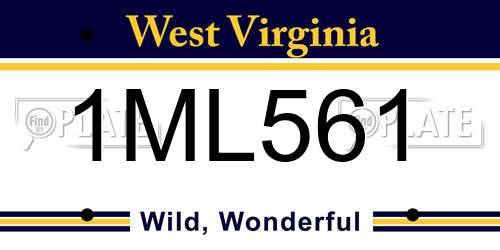 1ML561 West Virginia License Plate