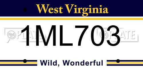 1ML703 West Virginia License Plate