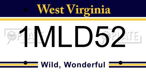 1MLD52 West Virginia License Plate