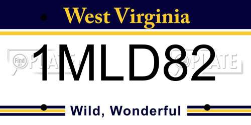 1MLD82 West Virginia License Plate
