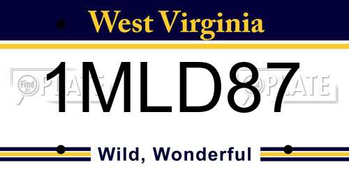 1MLD87 West Virginia License Plate