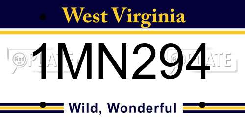 1MN294 West Virginia License Plate