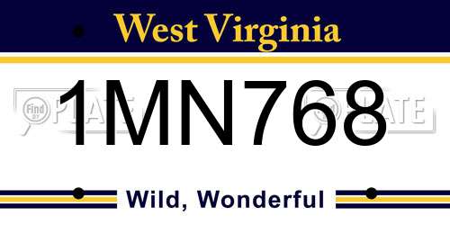1MN768 West Virginia License Plate
