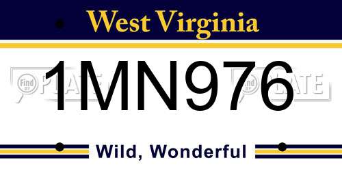 1MN976 West Virginia License Plate
