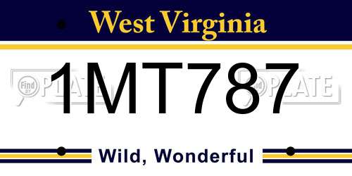 1MT787 West Virginia License Plate