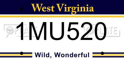 1MU520 West Virginia License Plate