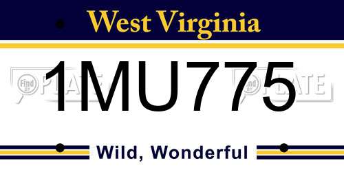 1MU775 West Virginia License Plate