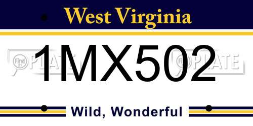1MX502 West Virginia License Plate