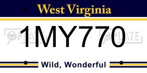 1MY770 West Virginia License Plate