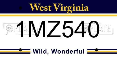 1MZ540 West Virginia License Plate