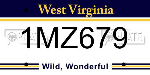 1MZ679 West Virginia License Plate