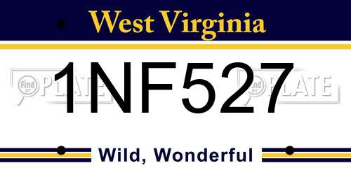 1NF527 West Virginia License Plate