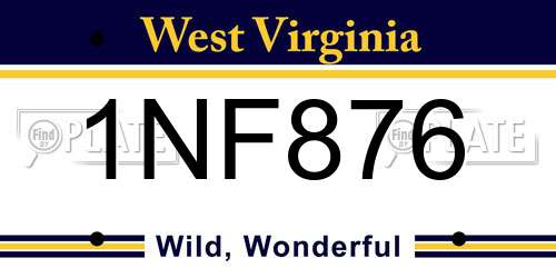 1NF876 West Virginia License Plate
