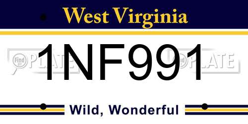 1NF991 West Virginia License Plate