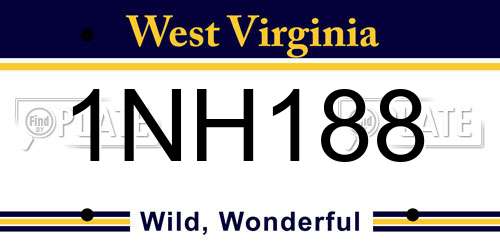 1NH188 West Virginia License Plate