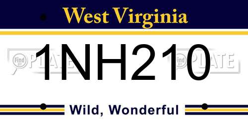 1NH210 West Virginia License Plate