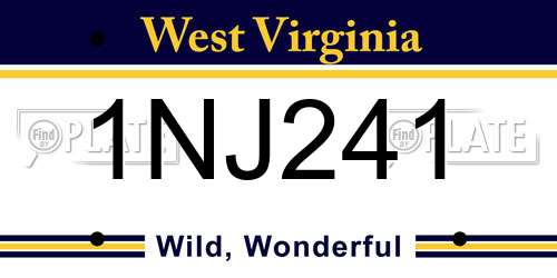 1NJ241 West Virginia License Plate