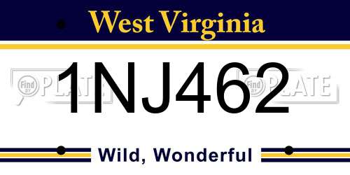 1NJ462 West Virginia License Plate