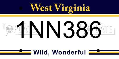 1NN386 West Virginia License Plate