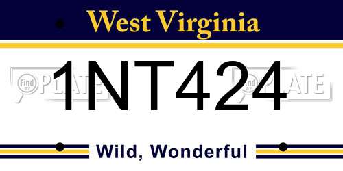1NT424 West Virginia License Plate