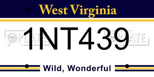 1NT439 West Virginia License Plate