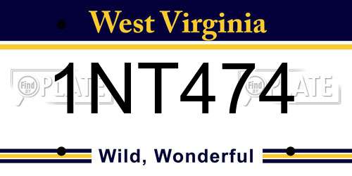 1NT474 West Virginia License Plate