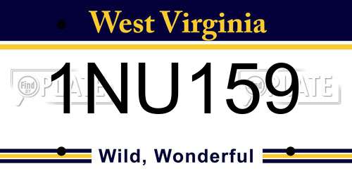 1NU159 West Virginia License Plate