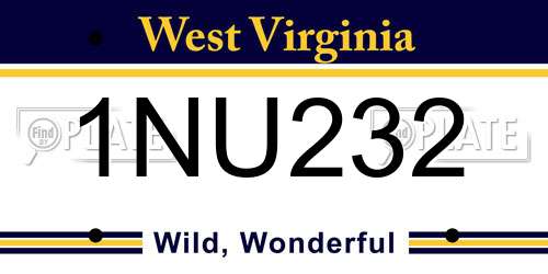1NU232 West Virginia License Plate