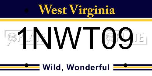 1NWT09 West Virginia License Plate