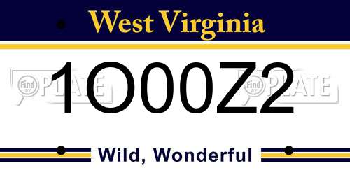 1O00Z2 West Virginia License Plate