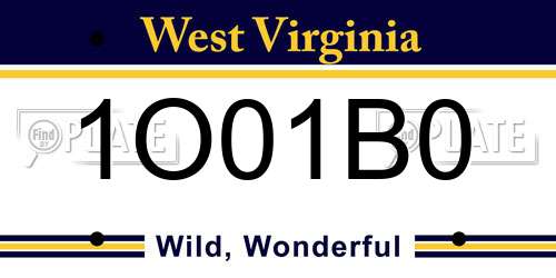 1O01B0 West Virginia License Plate