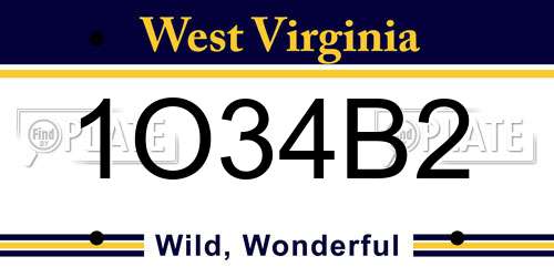 1O34B2 West Virginia License Plate