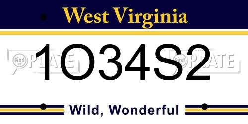 1O34S2 West Virginia License Plate