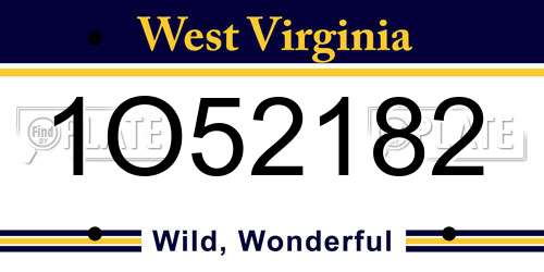 1O52182 West Virginia License Plate