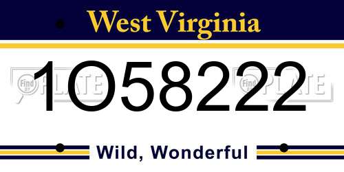 1O58222 West Virginia License Plate
