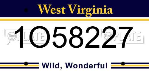 1O58227 West Virginia License Plate