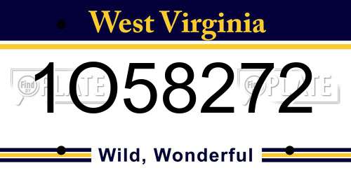 1O58272 West Virginia License Plate