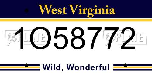 1O58772 West Virginia License Plate