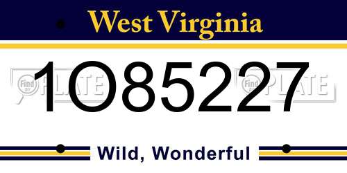 1O85227 West Virginia License Plate