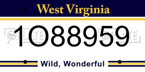 1O88959 West Virginia License Plate
