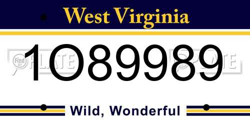 1O89989 West Virginia License Plate