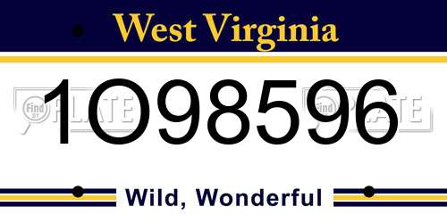 1O98596 West Virginia License Plate