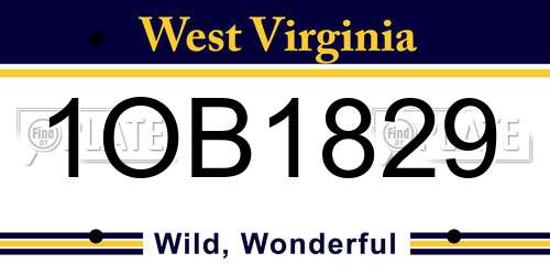 1OB1829 West Virginia License Plate