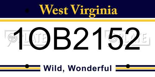 1OB2152 West Virginia License Plate