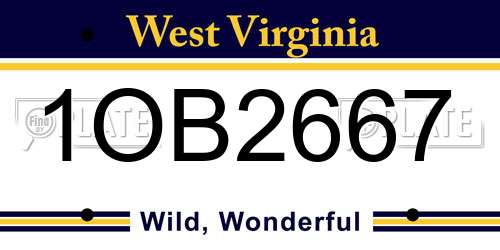 1OB2667 West Virginia License Plate