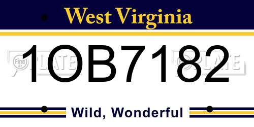 1OB7182 West Virginia License Plate